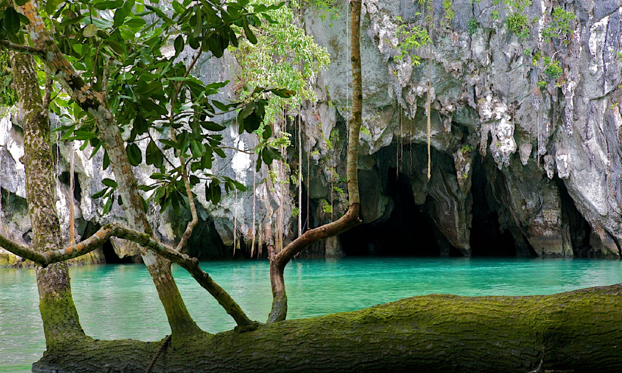 Subterranean river in caves.